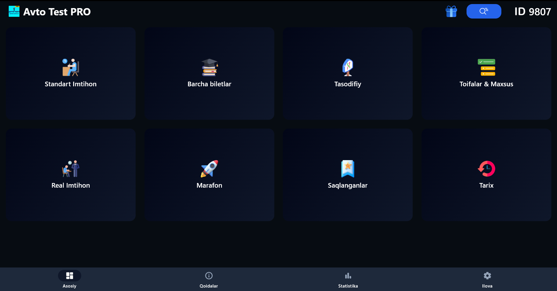 Avto Test PRO PC - Asosiy oyna